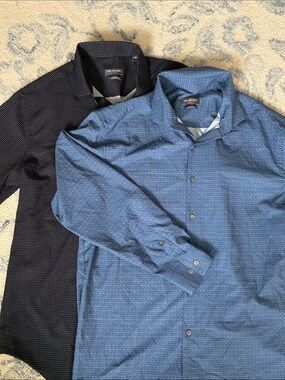 Van Heusen Bundle of Men's Blue and Black long sleeve Button-Up Shirts
